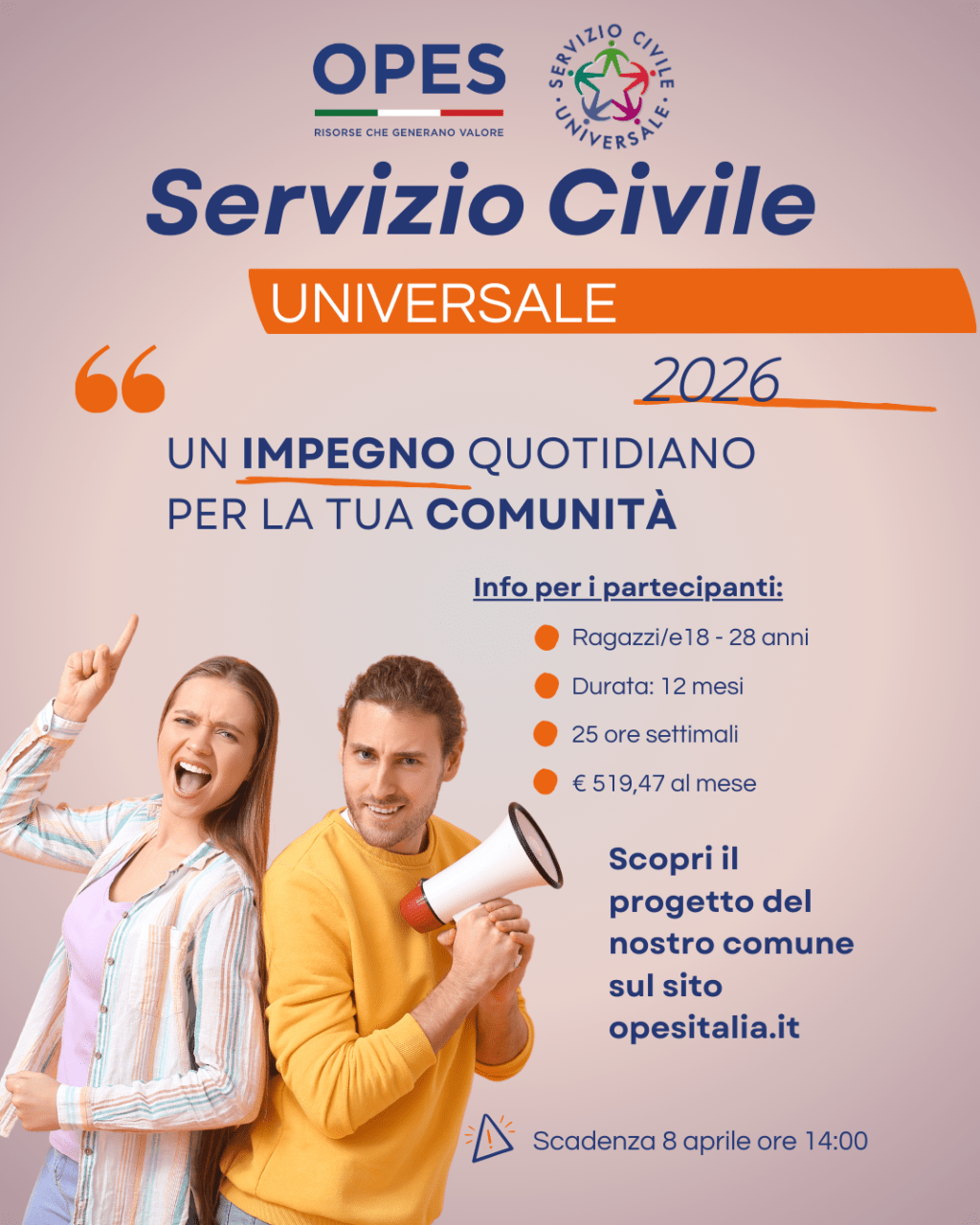 AGGIUNGI VALORE AL TUO FUTURO: PARTECIPA AL BANDO DEL SERVIZIO CIVILE UNIVERSALE 2026 CON OPES TOSCANA!
